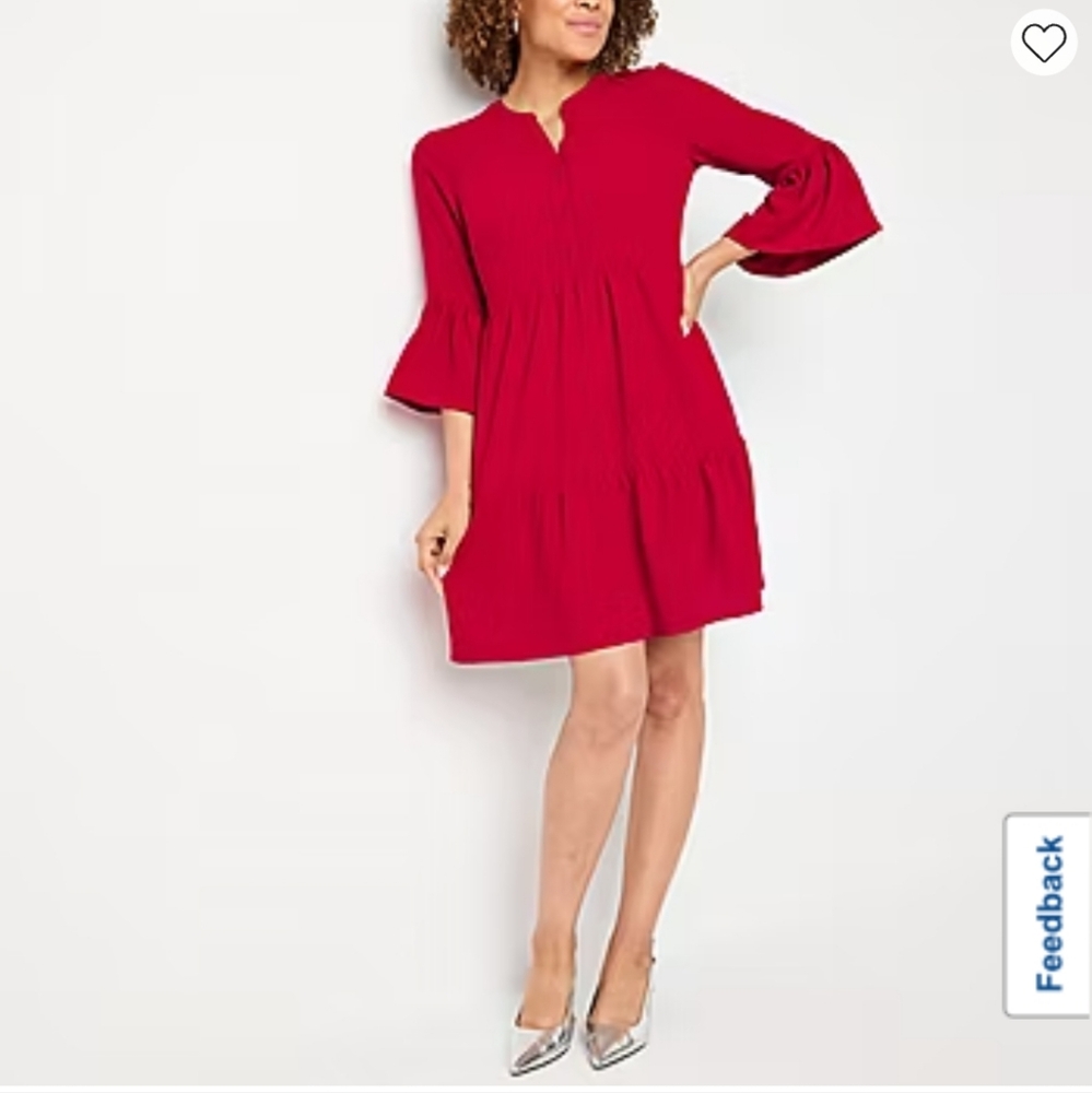 Be by CHETTA B Womens 3/4 Sleeve Babydoll Dress